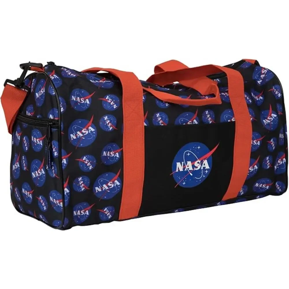 New NASA Logo All Over Print Orange/Blue Utility Duffle Bag Travel Luggage